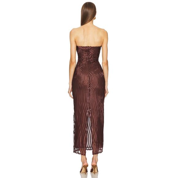 MICHAEL COSTELLO X REVOLVE Womens Strapless Opal Maxi Dress Chocolate Brown S - Picture 3 of 8